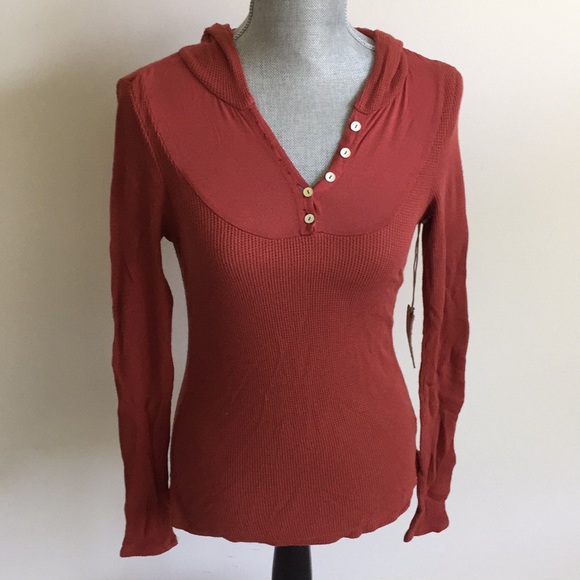 American Eagle Outfitters Tops - Waffle Knit Hooded Top
